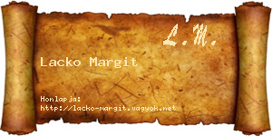 Lacko Margit névjegykártya